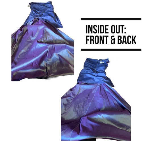 PURPLE IRIDESCENT SATIN RUCHED MERMAID TADASHI SHOJI FORMAL DRESS NWT SIZE 10 - Picture 9 of 11
