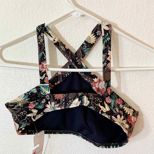 NWT LSpace Paisley Bikini Top Criss Cross High Neck Boho Floral Medium $119 - Picture 2 of 3