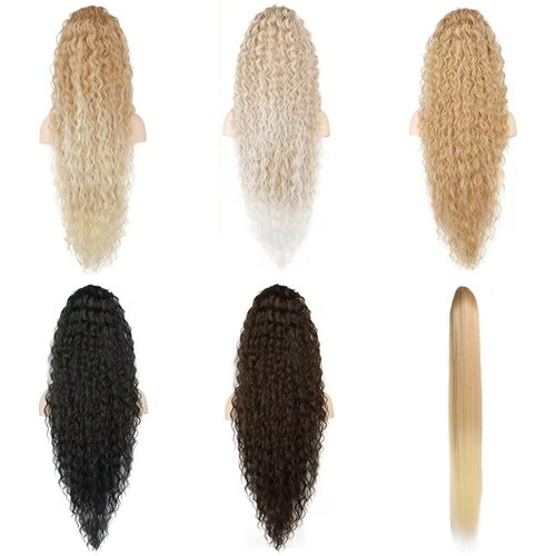 36 inch Drawstring Ponytail Extension Synthetic Long Natural Curly Ponytail - Picture 13 of 20