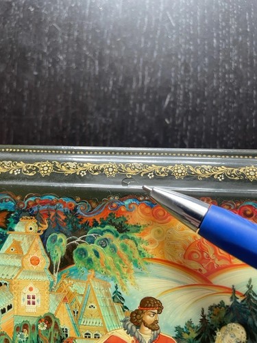 AUSSERGEWÖHNLICH signierte Palekh russische Lackdose Prinz Prinzessin Märchen WOW EXCL - Bild 22 von 24