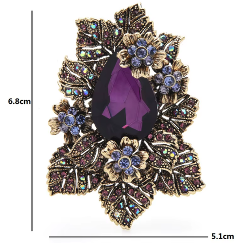 Crystal Palace Style Flower Brooch, Rhinestone Pin Jewelry Gift Valentine's Gift - Picture 3 of 9