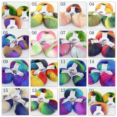 Sale 4Ballsx50gr Colorful Rainbow Rug Shawl Cashmere Wool Hand Crochet Yarn 06 - Picture 7 of 12