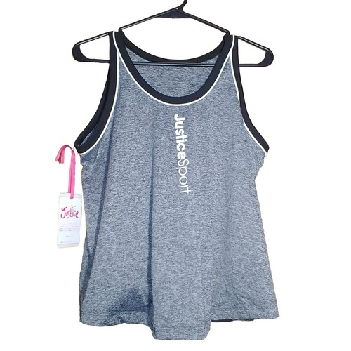 Justice High Neck Tank Top Girls Size X-Large Plus 16/18 Grey, Brand New - Picture 2 of 8
