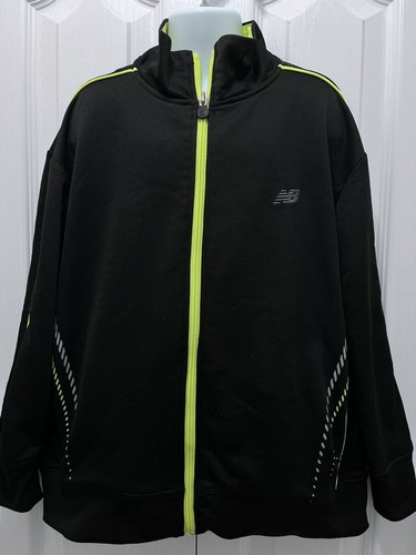New Balance Boys Zip Up  Light Weight Jacket, Black Green Sz XS (6/7) EUC - Picture 1 of 6