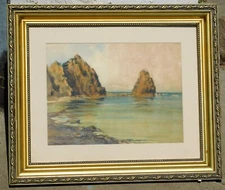 Louisa Merritt, b 1858, early CA artist, watercolor 12 x 16, Long Beach