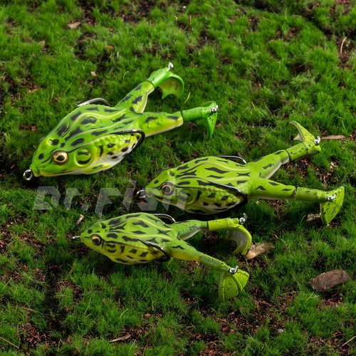 5pz Esche da Pesca Soft Frog Topwater Doppia Elica Corpo Cavo Artificiale - Foto 6 di 11