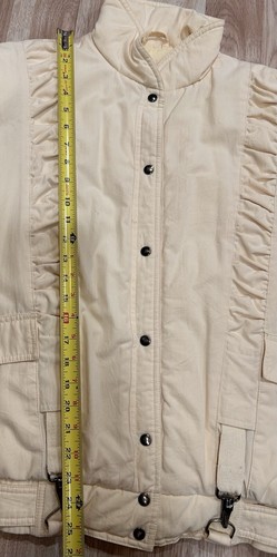 Giacca donna vintage giallo pallido Granny Core calda bottoni a pressione puffer anni 80 taglia S - Foto 18 di 19