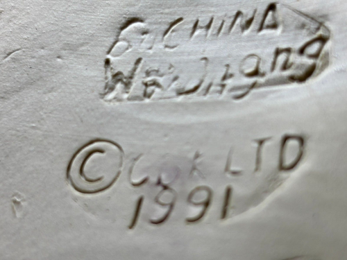 Vintage Majolika blau Gurgeln Koi Fisch Deko Kunst Keramik Krug Krug Vase 8" - Bild 5 von 7