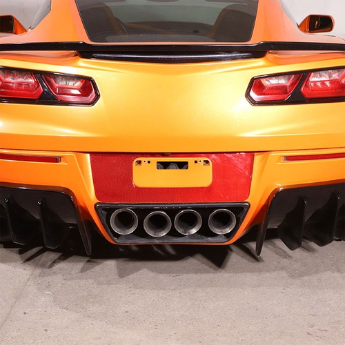 Red Carbon Rear License Plate Panel Trim Decorate StickerFor Corvette C7 2014-19 - Picture 3 of 12