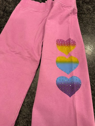 Girls Flowers by Zoe Beaded Hearts Sweatsuit Jacket & Pants - size L Large - Picture 10 of 11