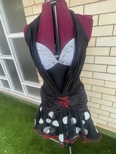 Latin Dance Dress Red White Polka Dot Salsa Costume