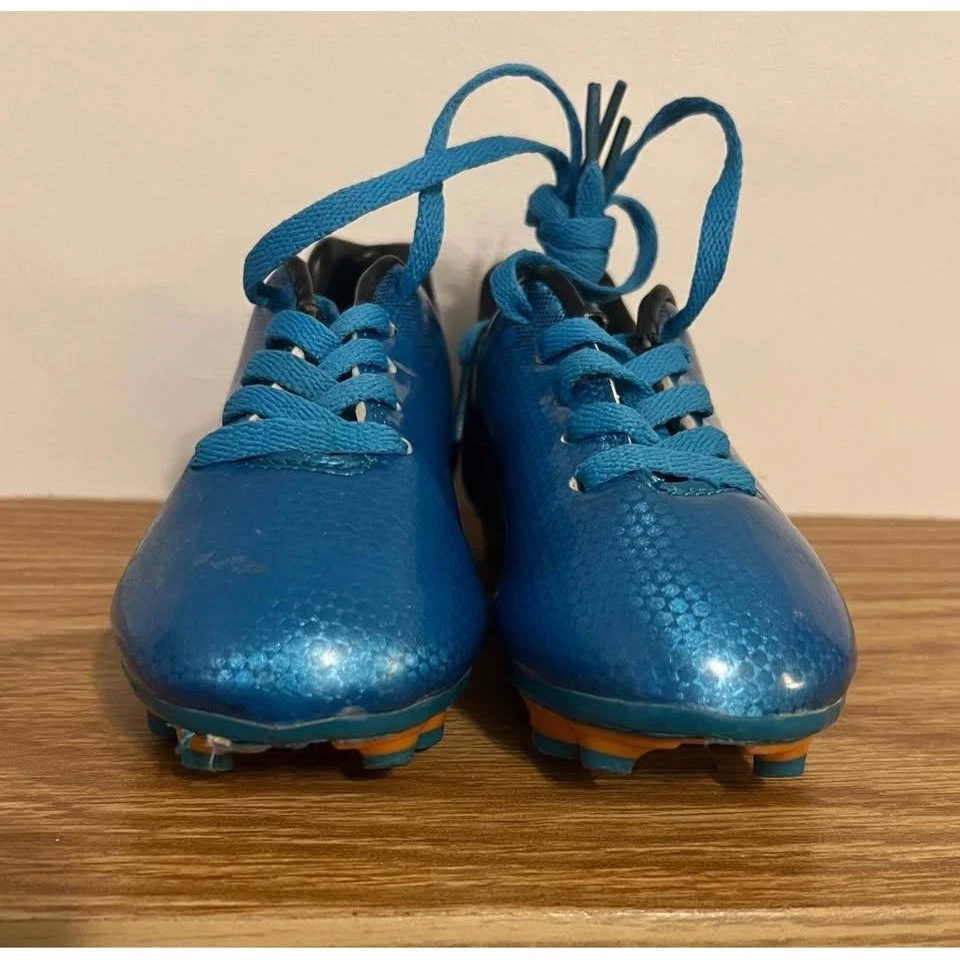 Детские молодежные синие металлические футбольные бутсы размер 8 оранжевые запонки Vizari - Изображение 4 из 4