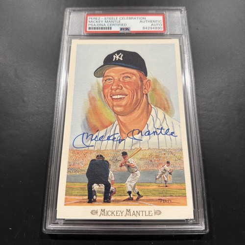 Perez-Steele Celebration Mickey Mantle Postkarte signiert PSA/DNA /10000 - Bild 1 von 5