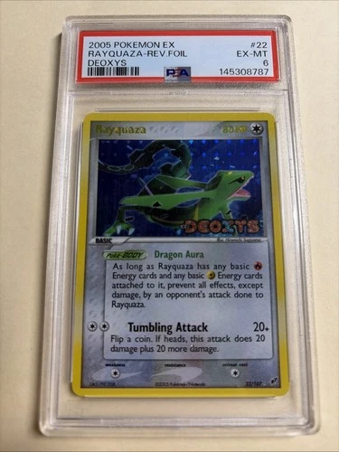 2005 Pokemon Ex Deoxys #22 Rayquaza Reverse Holo Foil PSA 6 MINTY!!! (REGRADE?!)