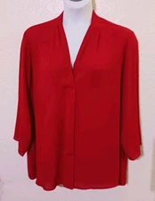 VIOLET + CLAIRE*Red Top* Size 3X*V-Neck*3/4 Sleeve *Crossover Neck 