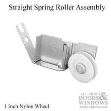 Straight Spring Tension Roller Assembly 1" Nylon Wheel Concave 1/4" Wide (Pair)