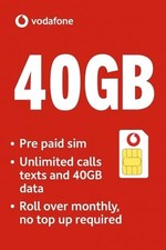 📱 Vodafone 6-Month Prepaid SIM – 40GB Data + Unlimited Calls & Texts