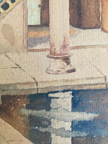 Belle Peinture 1900 Riad orientaliste orientalisme Maroc Maghreb Ancien Art XIXe - Imagen 6 de 9