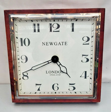Newgate Quad Wall Clock  Large Square Wood & Chrome  London England Retro 45cm