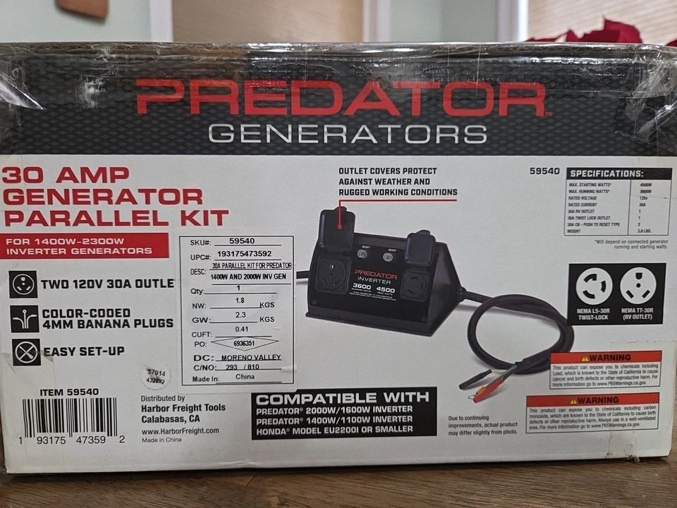 Predator Generators 30amp Generator Parallel Kit - NIB - Image 2 of 2