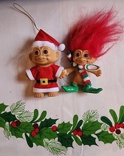 Vintage Lot Russ Christmas Troll Dolls Merry Little Trolls Santa Troll
