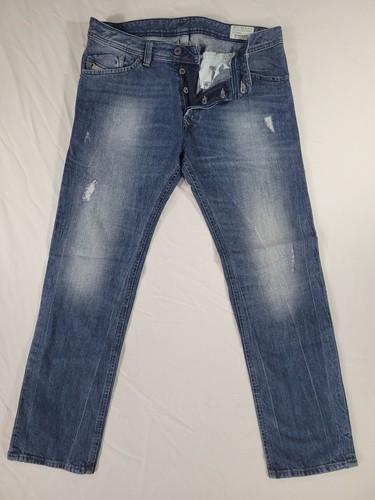 Jeans Diesel Darron Para Hombre 34x30 Regular Ajustado Cónico Desgastado Medio Lavado - Imagen 1 de 12