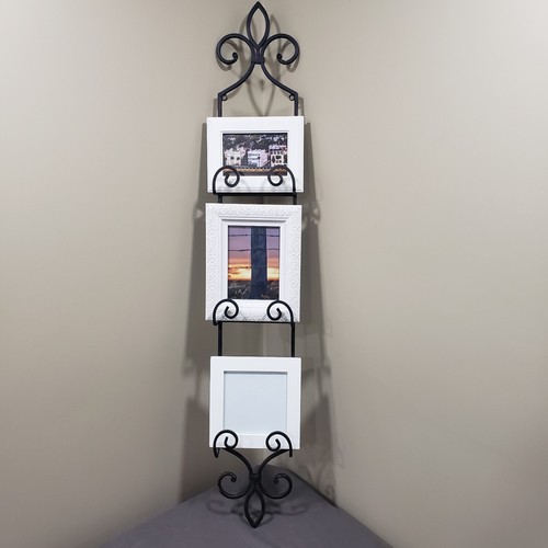 Wall Mount Plate Rack Picture Frame Holder Wrought Iron Scroll Rustic Farmhouse - Bild 6 von 15