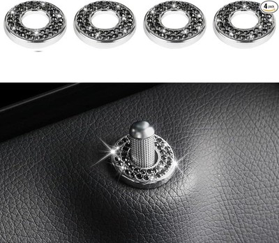 4-Pack Black Rhinestone Car Door Lock Pull Stickers, Decorative C Color: Black