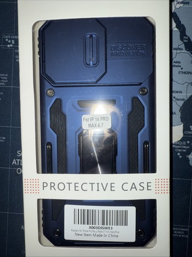 Case With Camera Cover Slide For iPhone 14 ProMax Protected Shockproof Navy Blue - Photo 7 sur 8