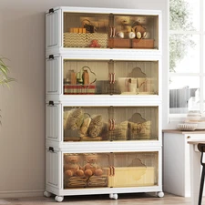 Danrelax 136 Gal Extra Large Stackable Storage Bins with Lid & Wheels, 4 Pack