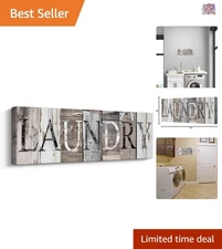 Laundry Room Wall Art Canvas Prints Solid Wood Frame 6x17 Vintage Decor