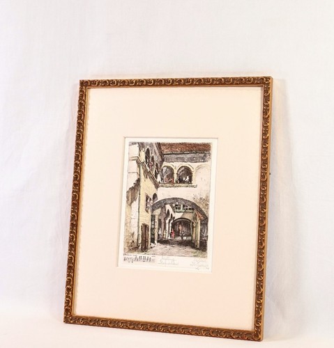 Herta Czernik-Kobanz Gzonning Radierung Farbgebung "Mödling, Hafnerhaus" Beethoven - Bild 2 von 10