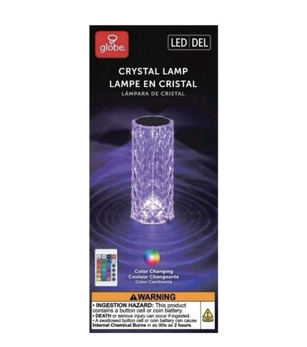Globe Electric Crystal Lamp: Touch Sensor, LED Bulb, Multicolored, Battery - New - Picture 4 of 4