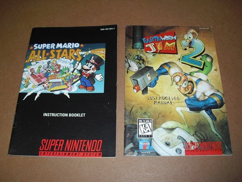 ¡Lote de 5 manuales SNES! Super Metroid Super Mario World & All Stars Earthworm Jim 35 - Imagen 6 de 9
