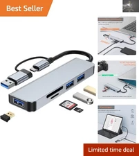 Sleek 5-in-1 USB-C Hub with Fast Data Transfer & Card Reader - Ideal for Mac