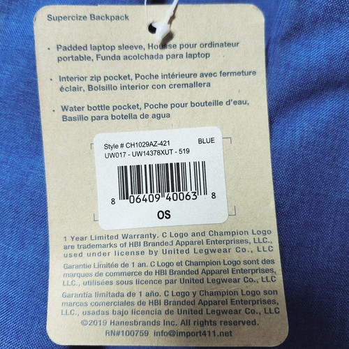 Champion School Backpack Blue With Logo - Picture 22 of 22