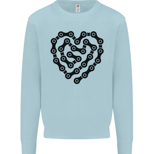 Heart Bike Chain Cycling Biker Motorbike Kids Sweatshirt Jumper - Picture 10 of 31