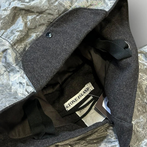 Stone Island Silver Nylon Waterproof Coat Mid Length Stand Up Collar Men's - Picture 2 of 17