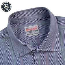 VTG 16.5 X 33 Turnbull & Asser Blue Multi Stripe French Cuff Dress Shirt