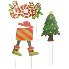 3Pcs Christmas Stakes Yard Stakes Lawn Signs Outdoor Plastic Garden Decor UK