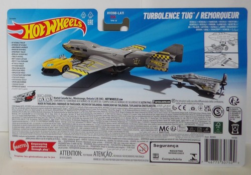 Hot Wheels Super Rigs 2025 ~ TURBOLENCE TUG ~ Gray Airplane, Yellow Car NEW - Picture 12 of 12