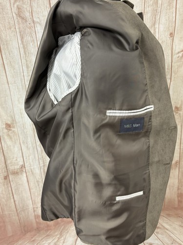 M&S Luxury Suede Touch Jacket Blazer 48” 50” SHORT Natural Grey BRAND NEW - £89 - Picture 19 of 24