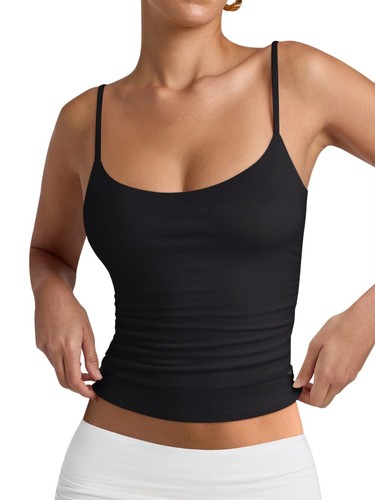 Women's Scoop Neck Tank Top Adjustable Spaghetti Straps Sleeveless Basic Tops...