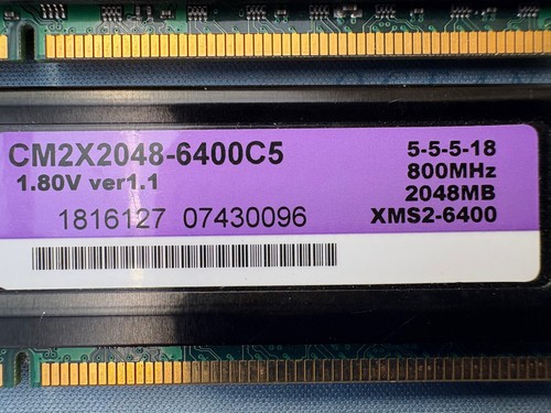 CORSAIR  800MHz - 2G DDR2 2GB RAM -2 Ram Sticks - Never Used  - Picture 2 of 5