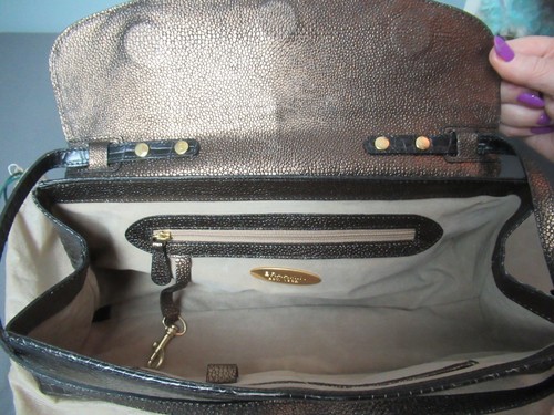 Vintage Brahmin Handbag w/ Dust Cover - Faux Crocodile - Leather - Black - f5 rg - Picture 7 of 13