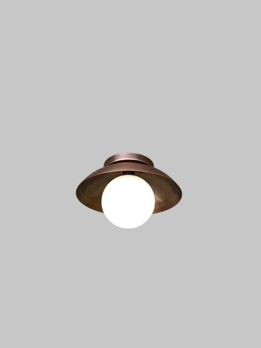 "Vintage-Inspired Italian Brass Flush Mount Ceiling Light with Frosted Globe" - Picture 13 of 14