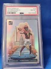 2024 PANINI DONRUSS DOWNTOWN! #16 JAYDEN DANIELS ROOKIE RC PSA 8