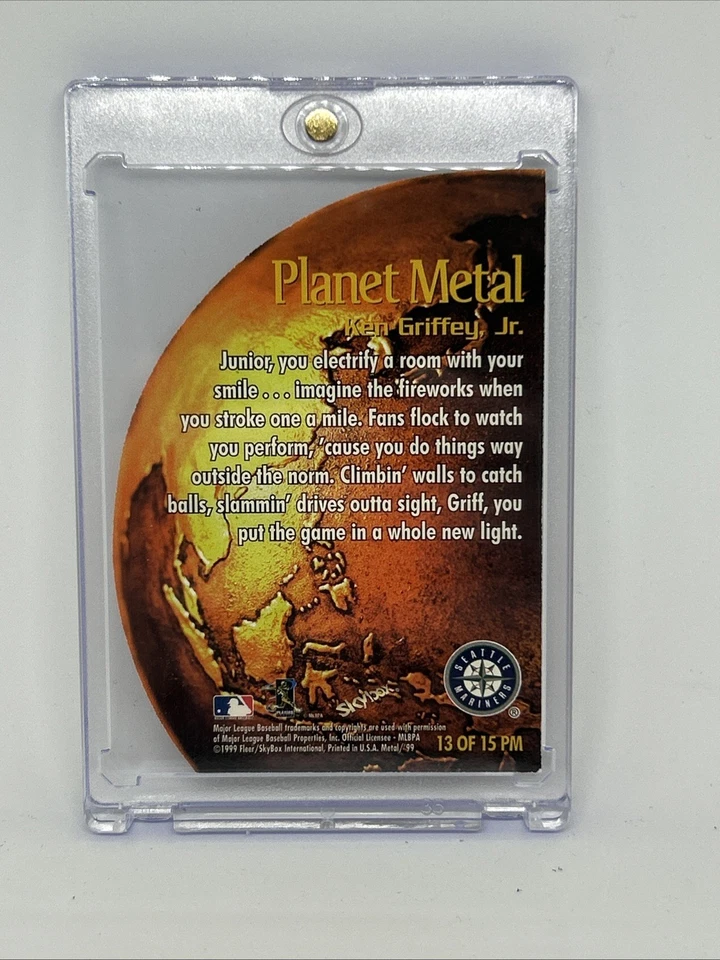 1999 Skybox Metal Universe Planet Metal Ken Griffey Jr #13PM HOF Mariners - Image 2 of 2