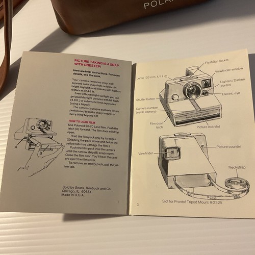 Vintage Polaroid One Step Rainbow Instant Land Camera w/Strap Case Manual UNTEST - Picture 10 of 10