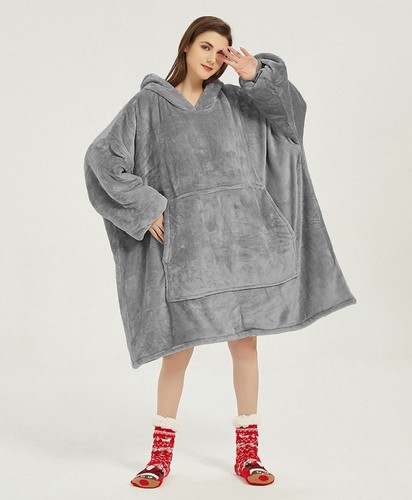 Sherpa Fleece Hoodie Blanket Hug Snug Extra Long Oversized Oodies Sweatshirt UK - Picture 17 of 86